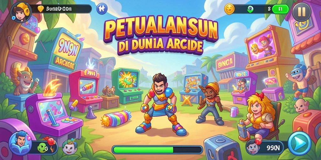 Gameplay seru 9N9N dengan berbagai tantangan arcade.