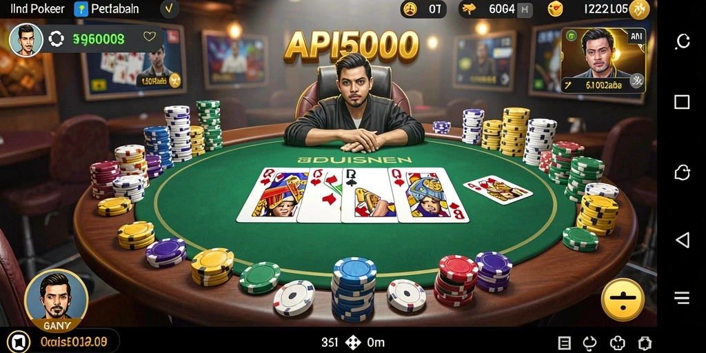 Tampilan gameplay seru di API5000 dengan suasana Poker yang nyata.