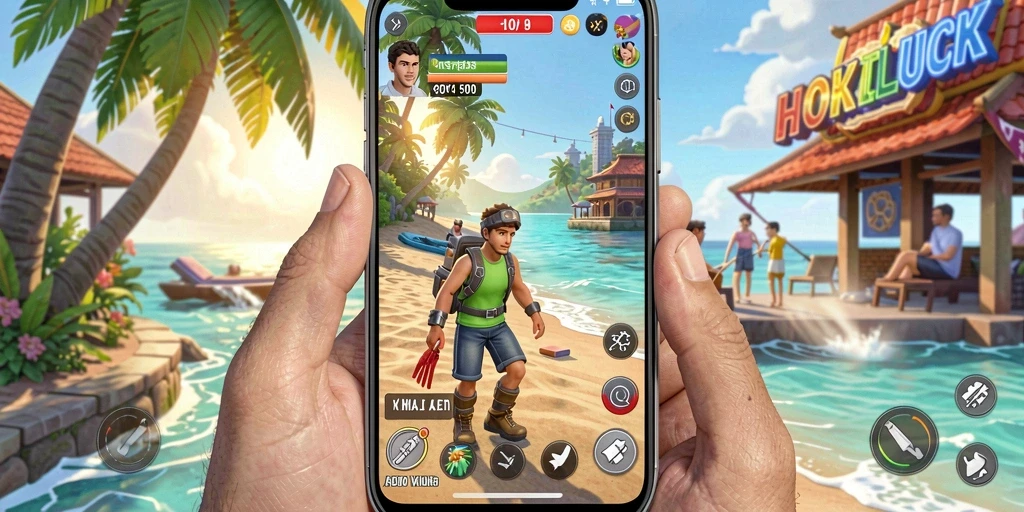 Screenshot gameplay HOKILUCK yang menggambarkan interaksi karakter.