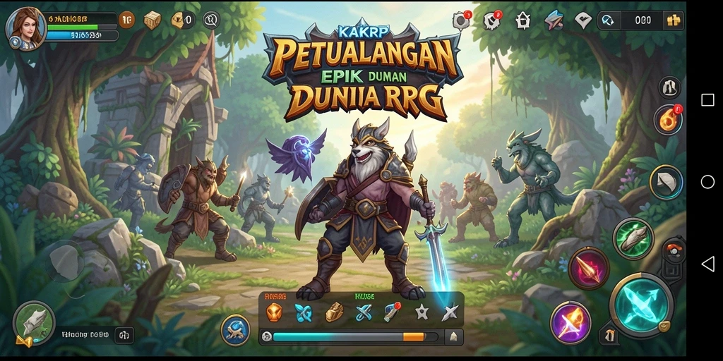 Tampilan gameplay KAKRP yang menampilkan pertarungan seru di dunia RPG.