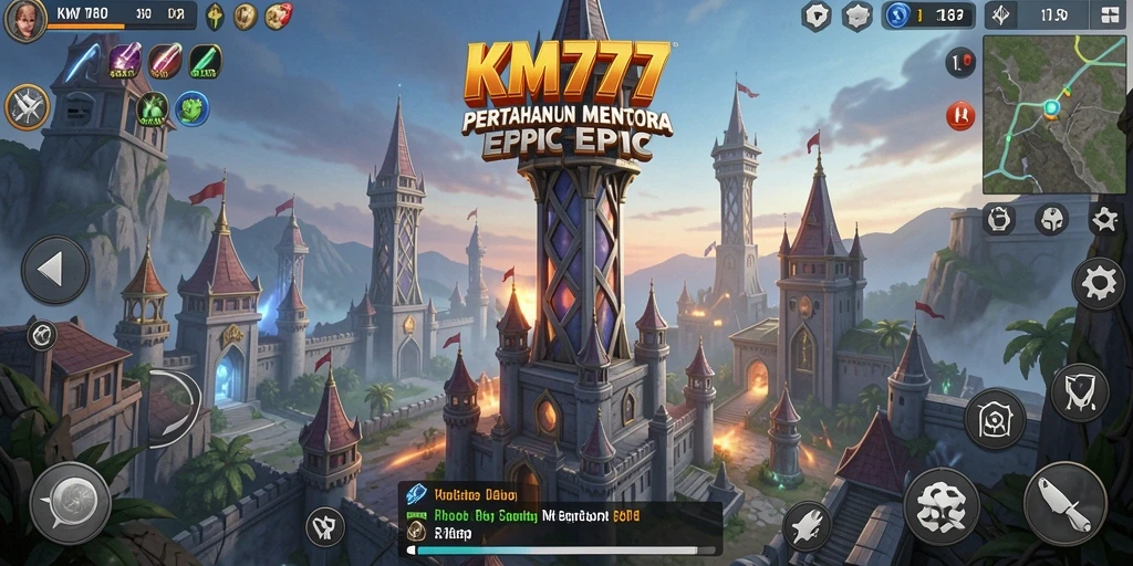 Tampilan gameplay Tower Defense yang menegangkan dan penuh warna.