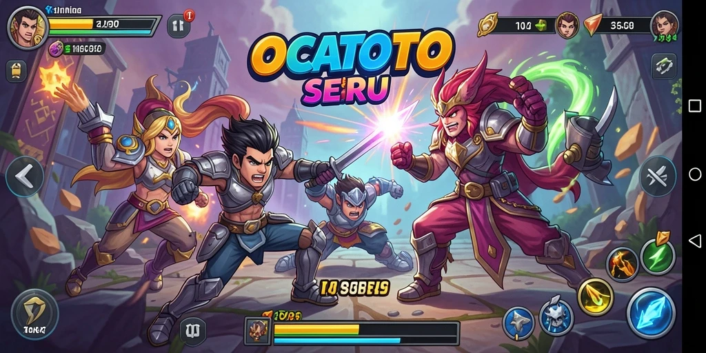 Gameplay OCATOTO yang menarik dengan pertarungan karakter yang unik.
